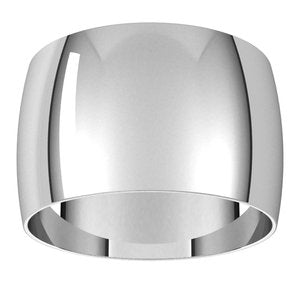 Sterling Silver 12 mm Ultra-Lightweight Half Round Band Size 18