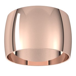 18K Rose 12 mm Ultra-Lightweight Half Round Band Size 6.5