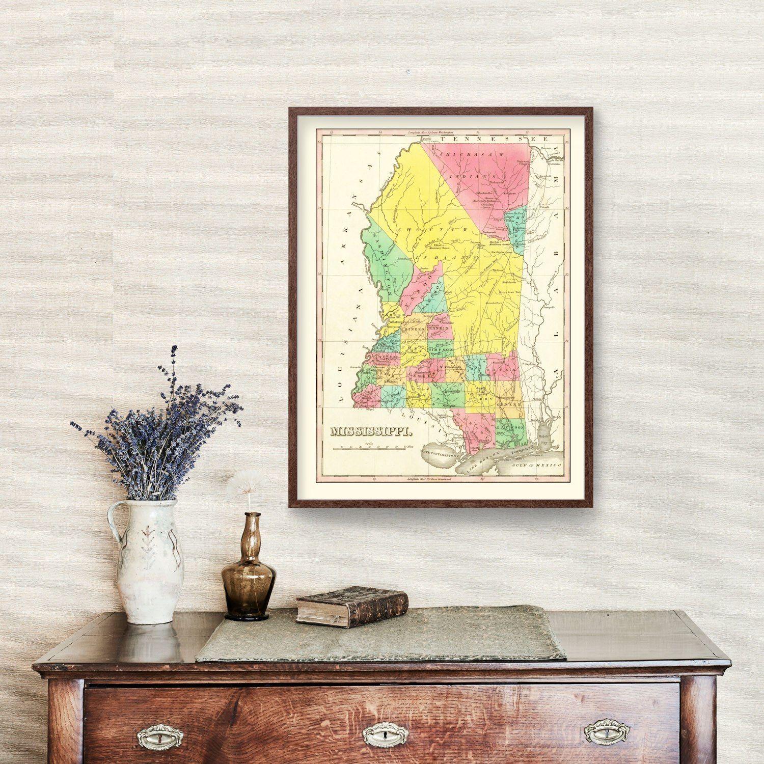 Vintage Map of Mississippi 1831