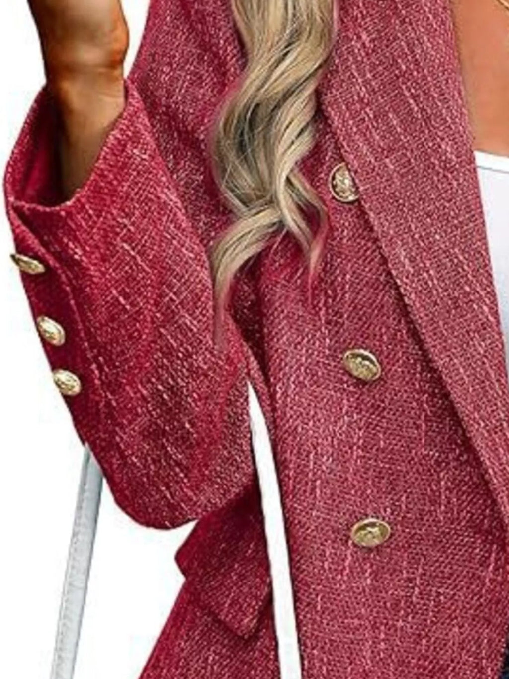 Double-Breasted Lapel Collar Blazer