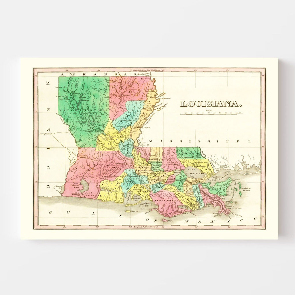 Vintage Map of Louisiana 1831