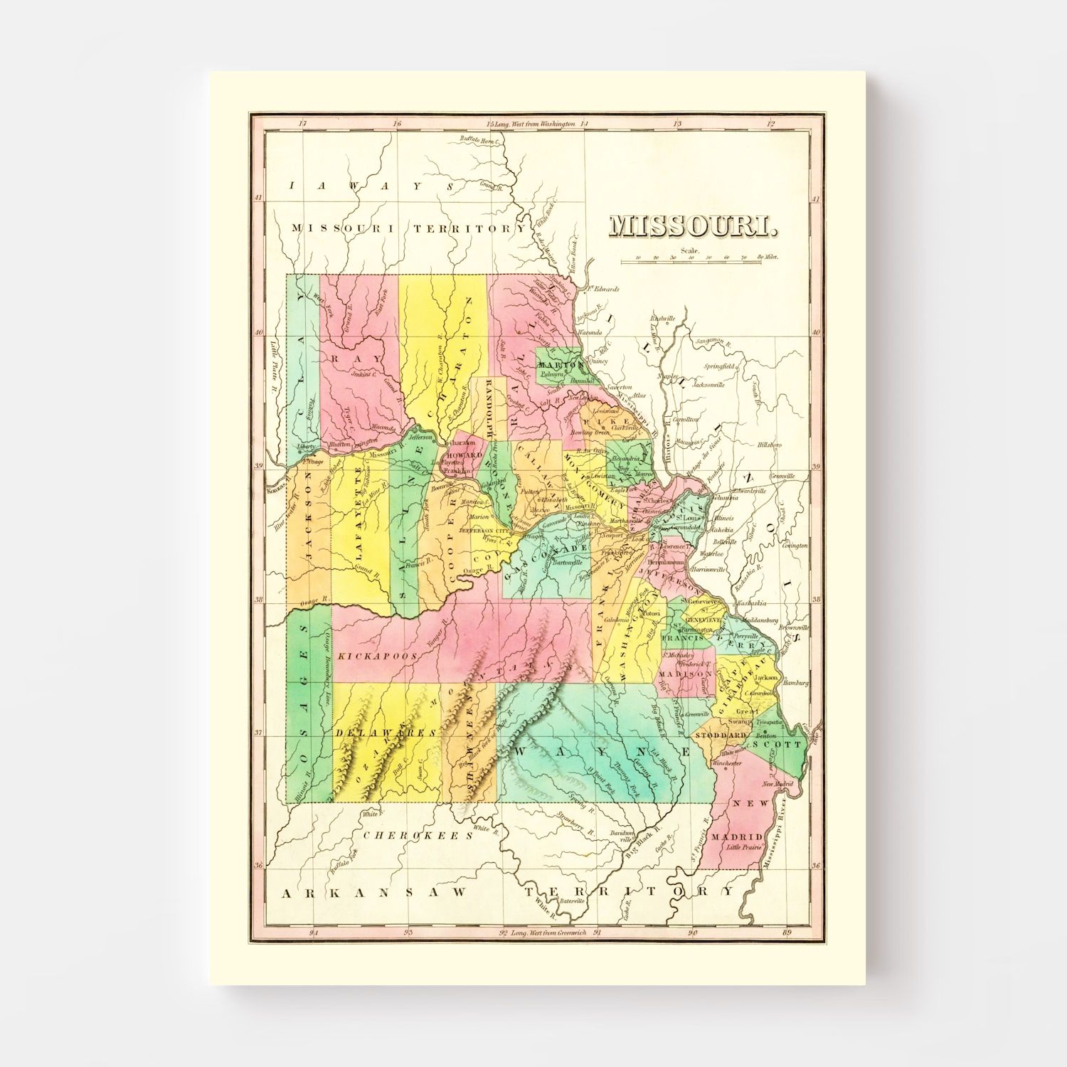 Vintage Map of Missouri 1831