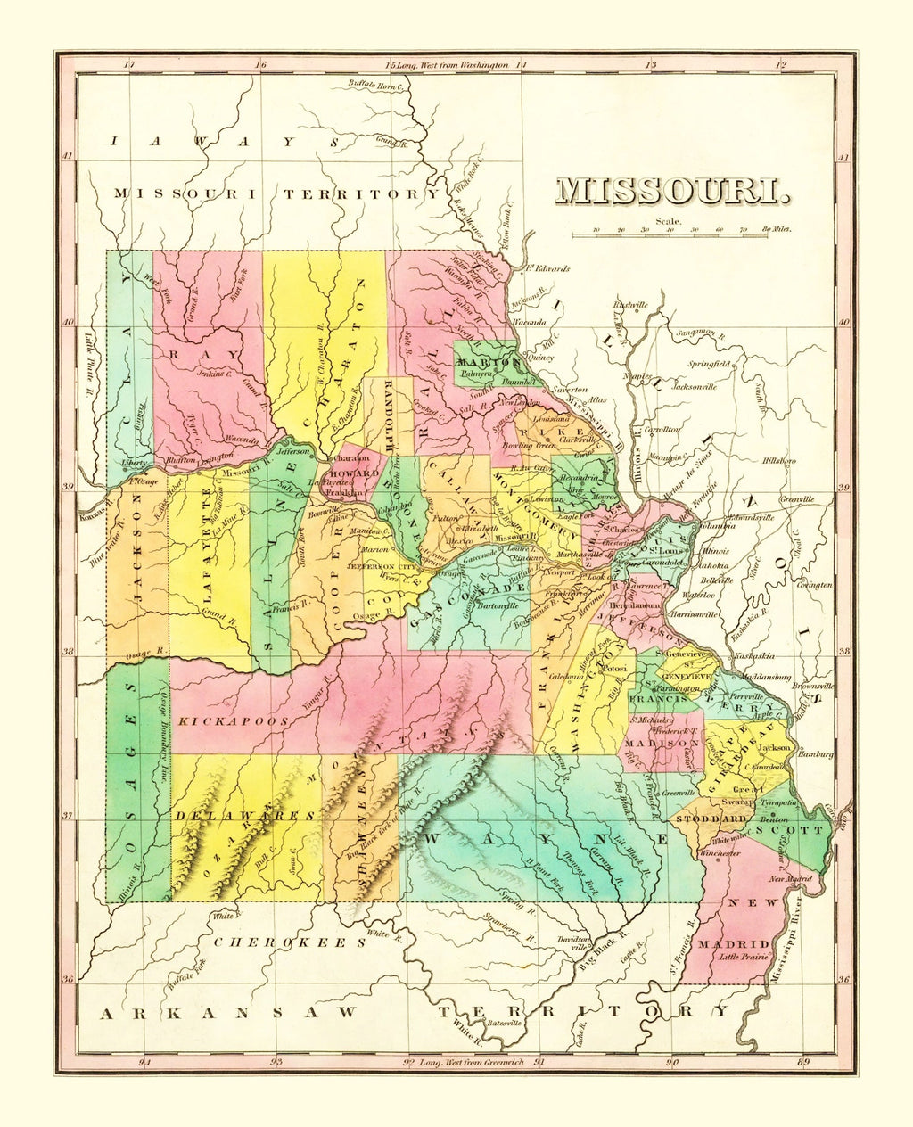 Vintage Map of Missouri 1831