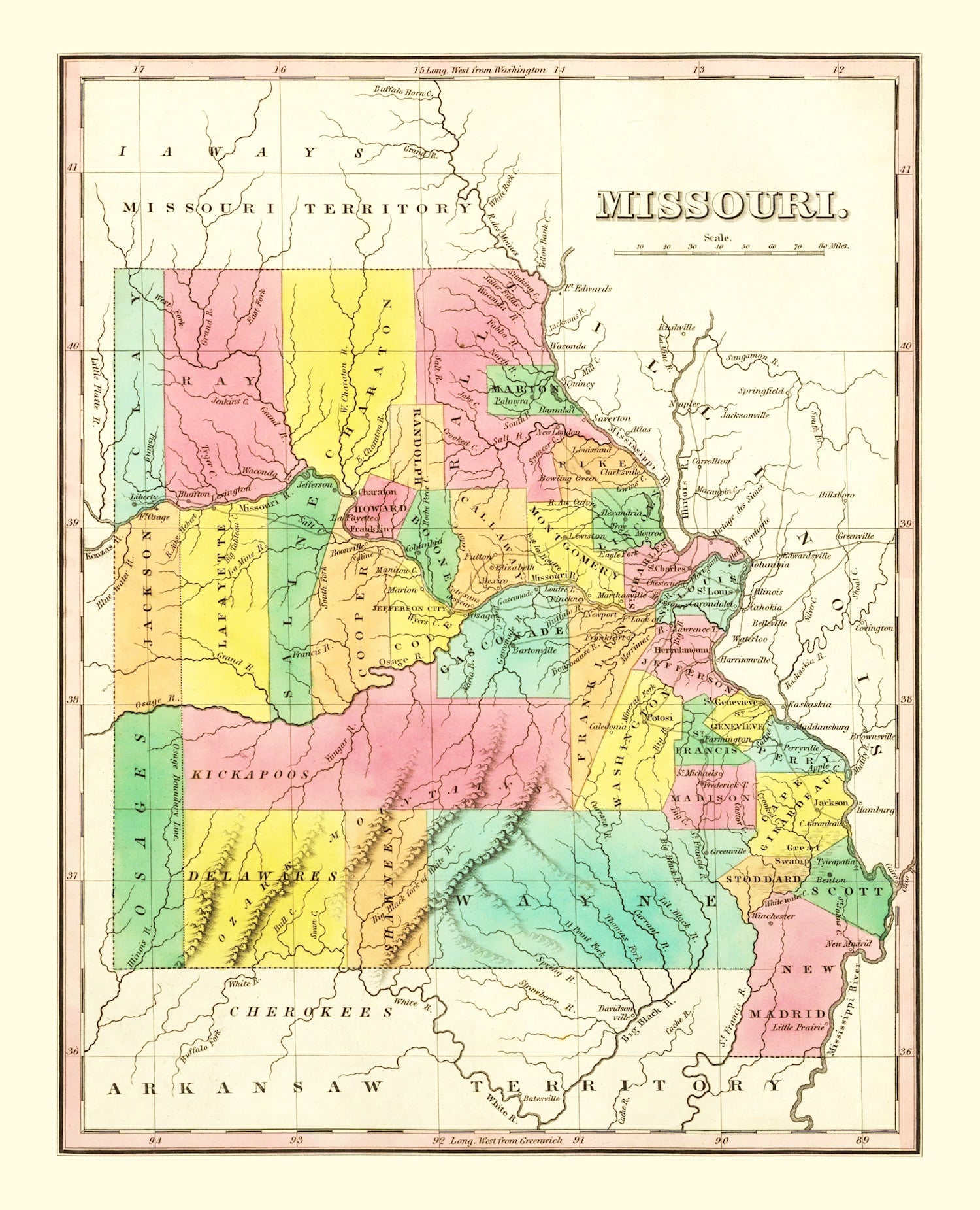 Vintage Map of Missouri 1831
