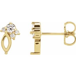 14K Yellow Gold 1/6 CTW Natural Diamond Semi-Set Cluster Earrings