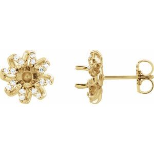 14K Yellow Gold 5 mm Round 1/6 CTW Natural Diamond Semi-Set Halo-Style Earrings