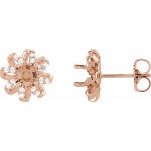 14K Rose Gold 5 mm Round 1/6 CTW Natural Diamond Semi-Set Halo-Style Earrings