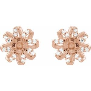 14K Rose Gold 5 mm Round 1/6 CTW Natural Diamond Semi-Set Halo-Style Earrings – image 2