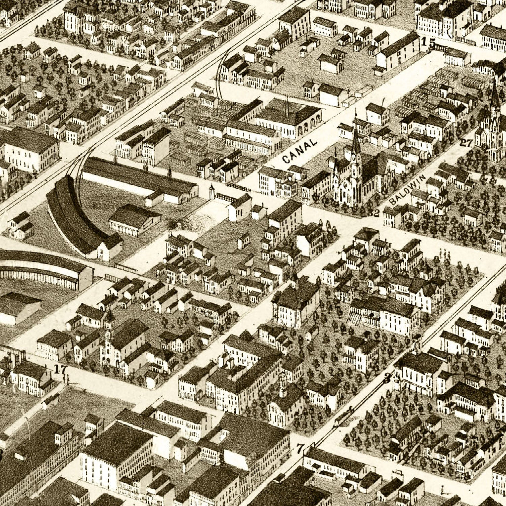 Vintage Map of Elmira, New York 1873