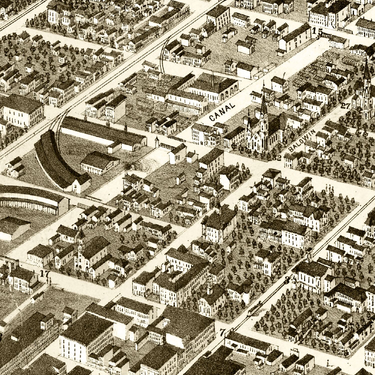 Vintage Map of Elmira, New York 1873