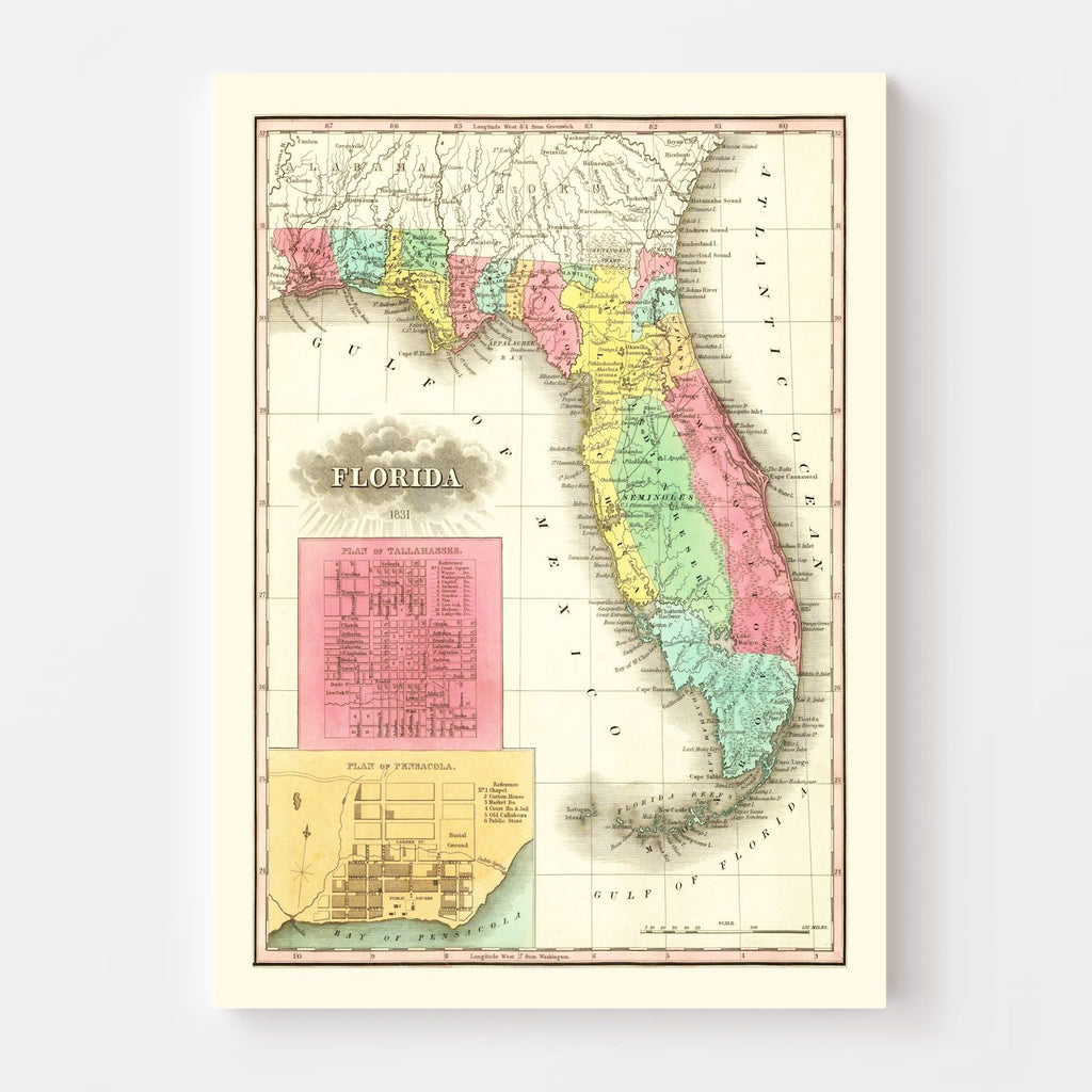 Vintage Map of Florida 1831