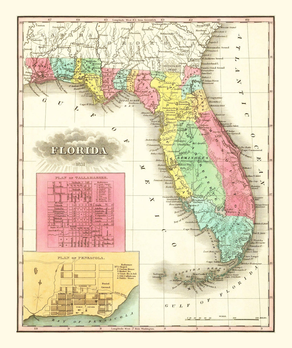 Vintage Map of Florida 1831