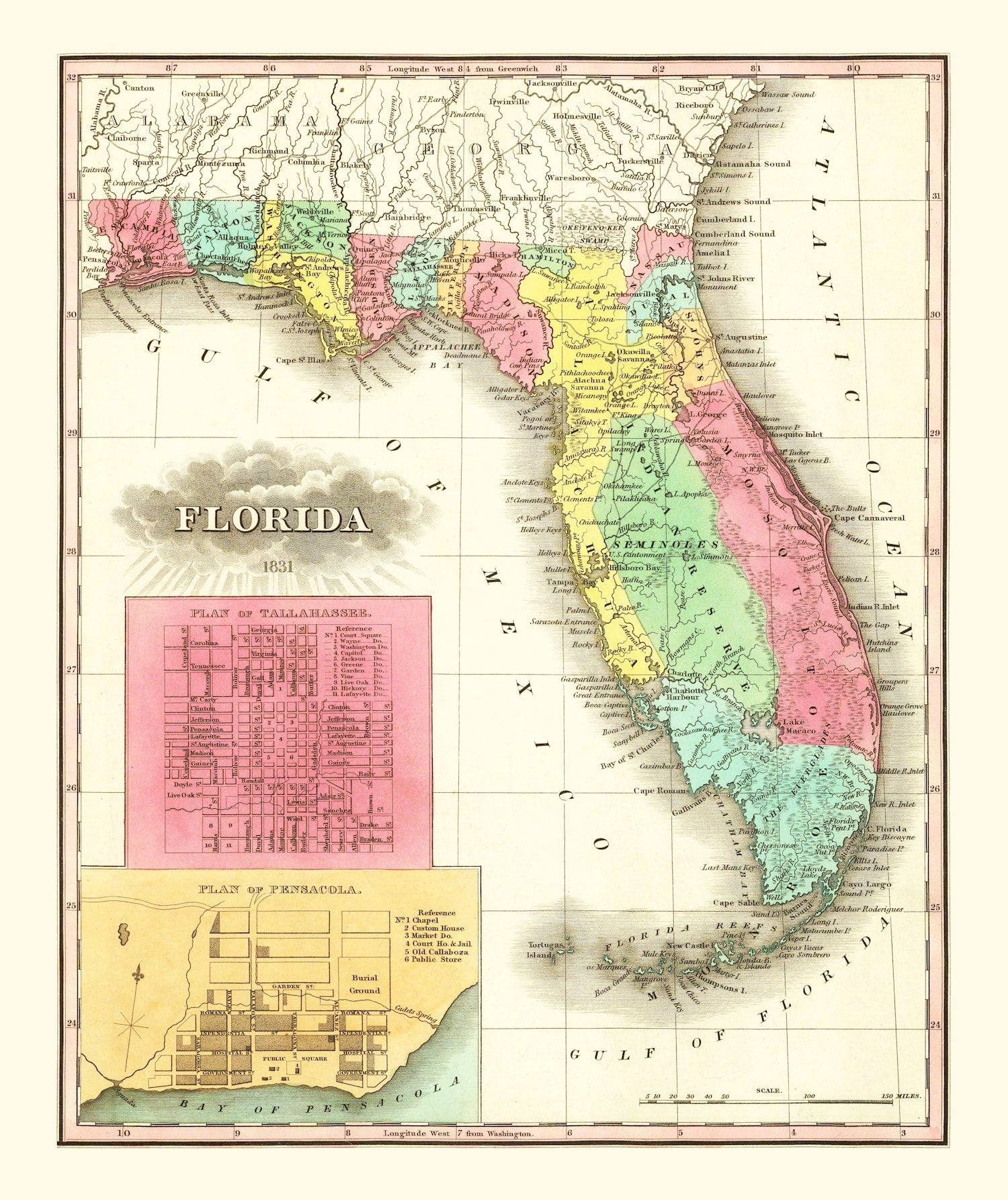 Vintage Map of Florida 1831