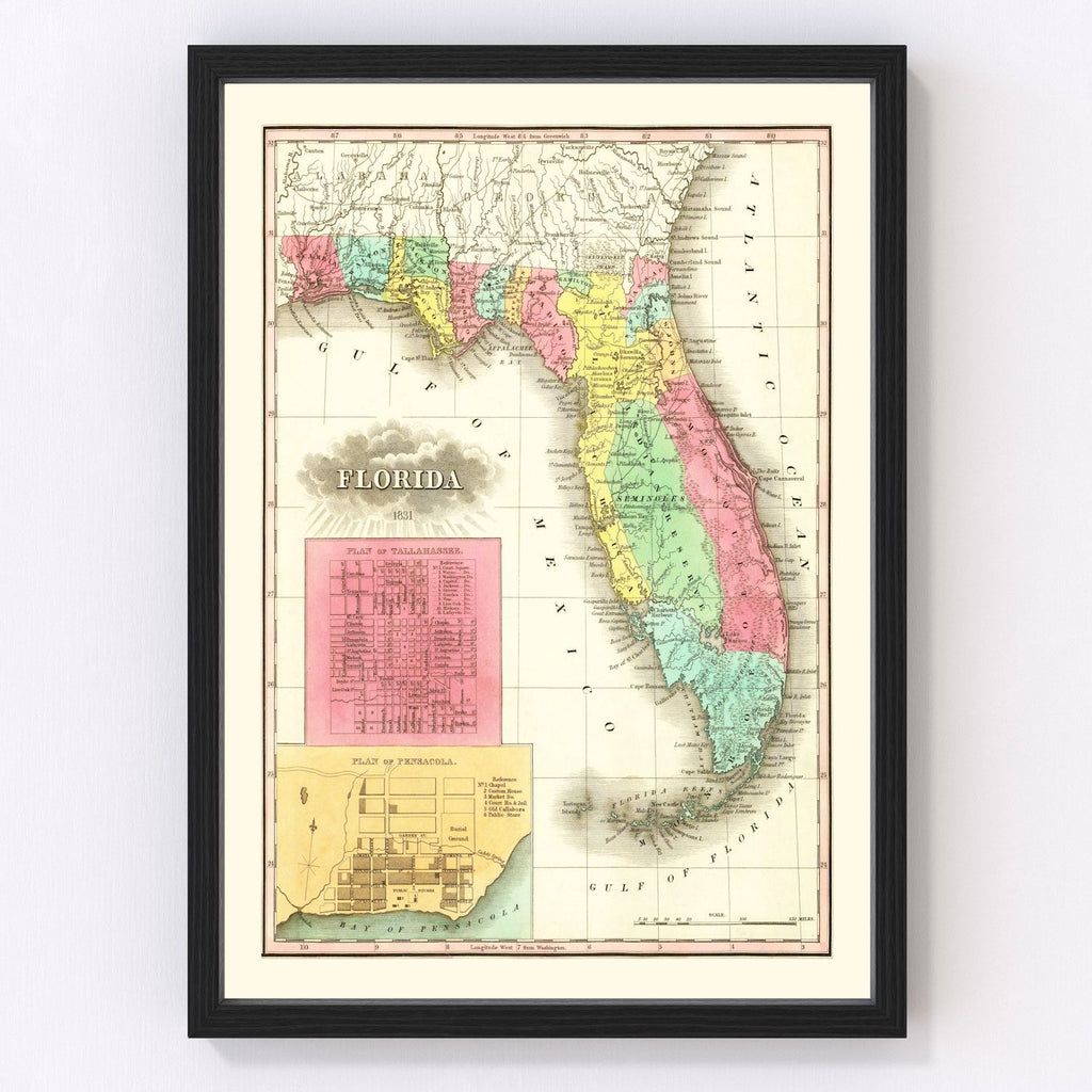 Vintage Map of Florida 1831