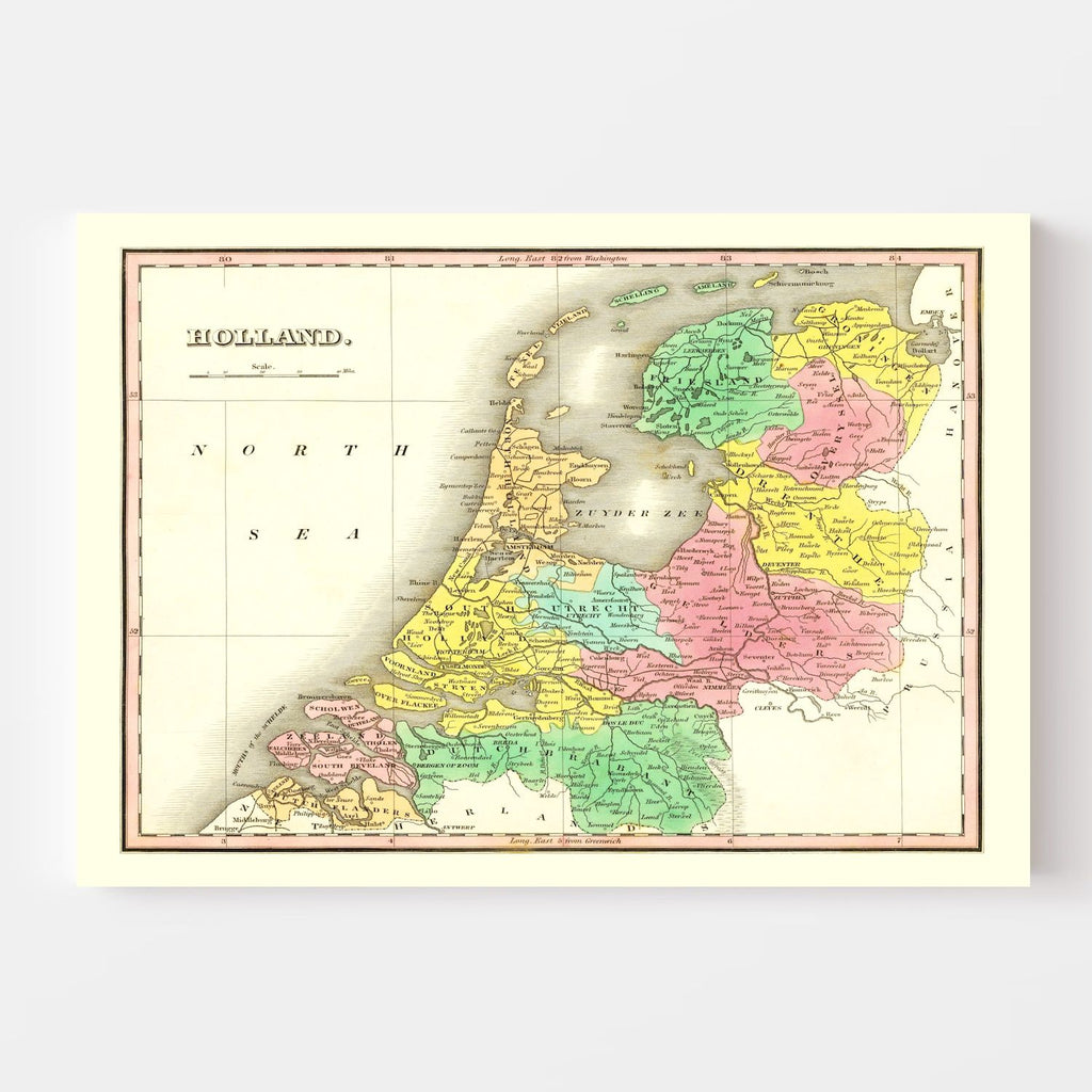 Vintage Map of Holland 1831