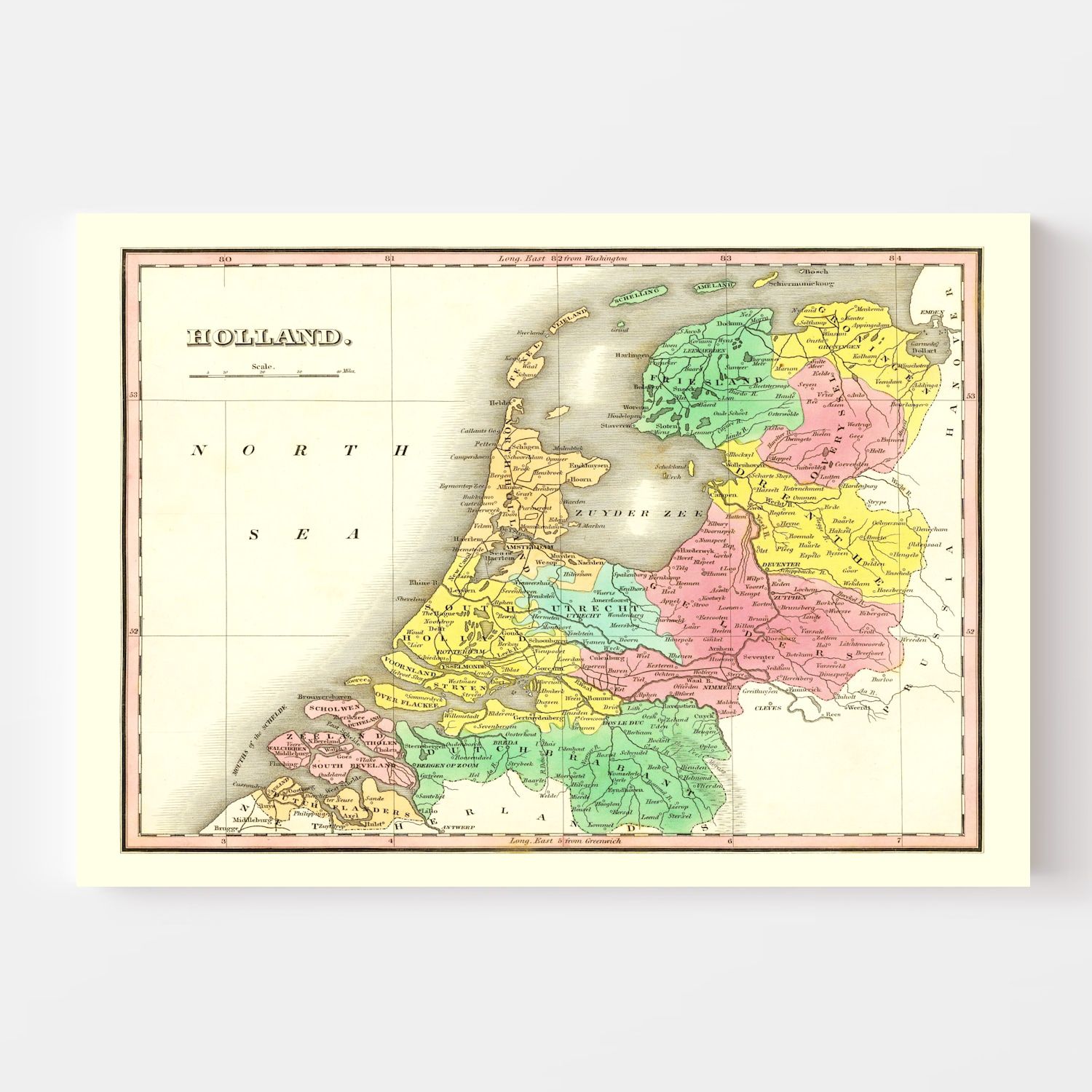 Vintage Map of Holland 1831