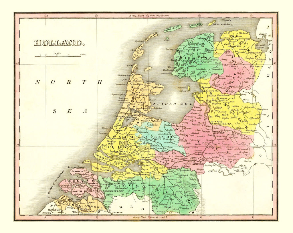Vintage Map of Holland 1831