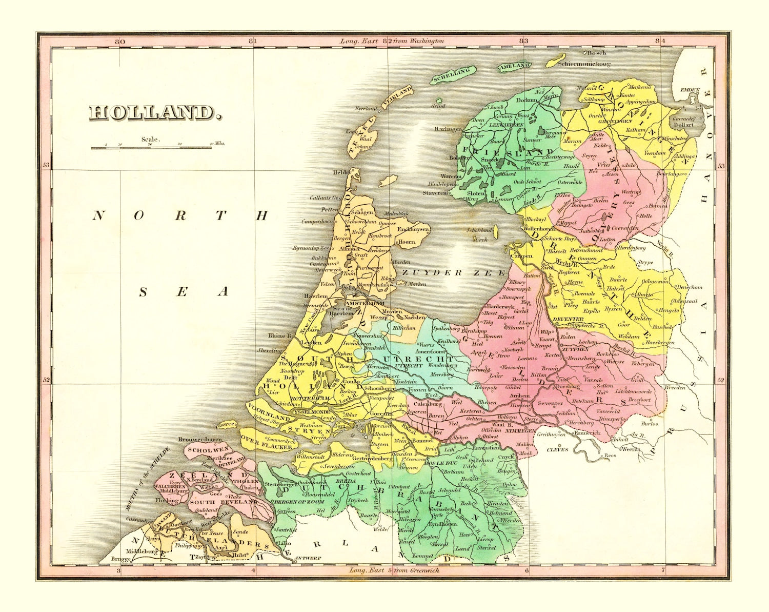 Vintage Map of Holland 1831