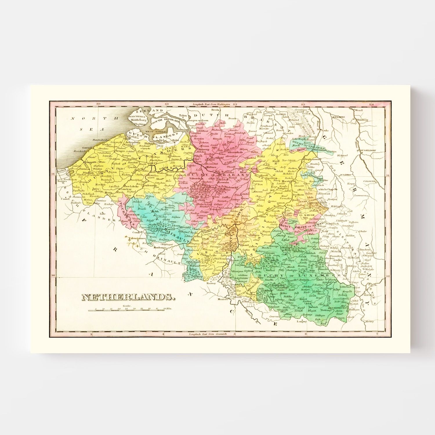 Vintage Map of Netherlands 1831