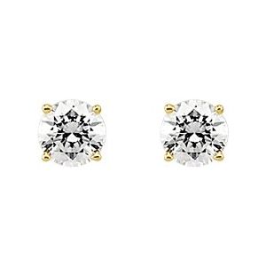14K Yellow Gold 5 mm Round Imitation White Cubic Zirconia  Stud Earrings