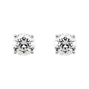 14K White Gold 5 mm Round Imitation White Cubic Zirconia  Stud Earrings – image 2