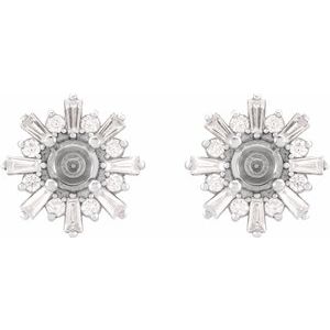 Platinum 5 mm Round 3/4 CTW Natural Diamond Semi-Set Earrings – image 2