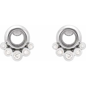 14K White Gold 1/8 CTW Natural Diamond Semi-Set Earrings – image 2