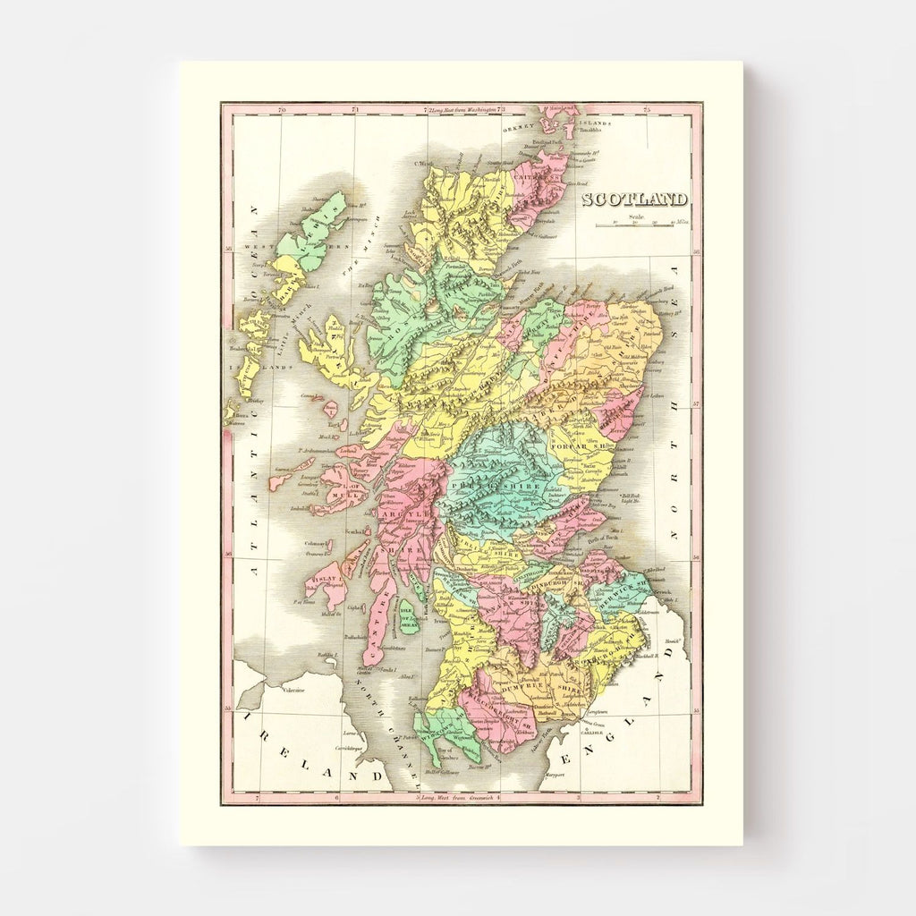 Vintage Map of Scotland 1831
