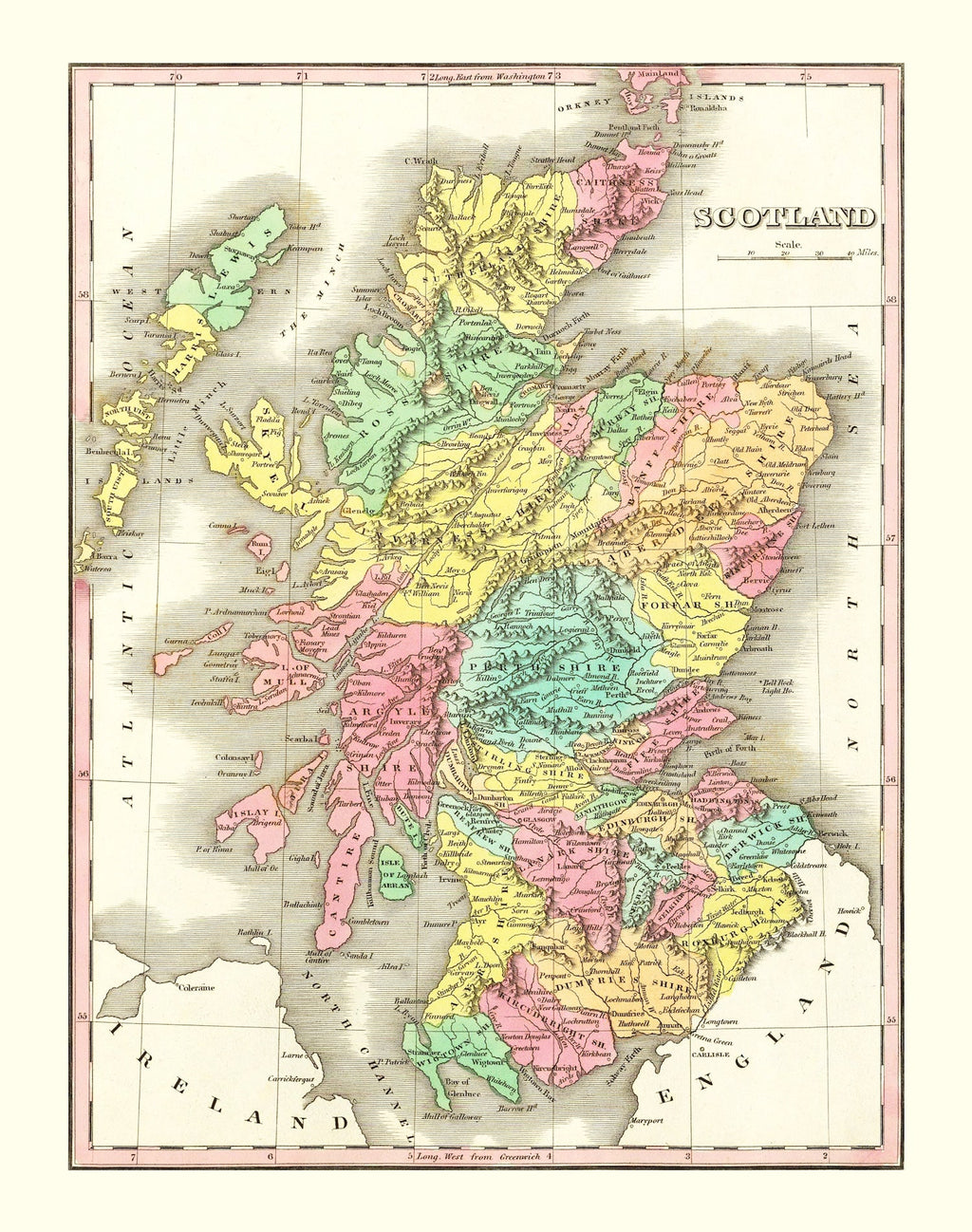 Vintage Map of Scotland 1831