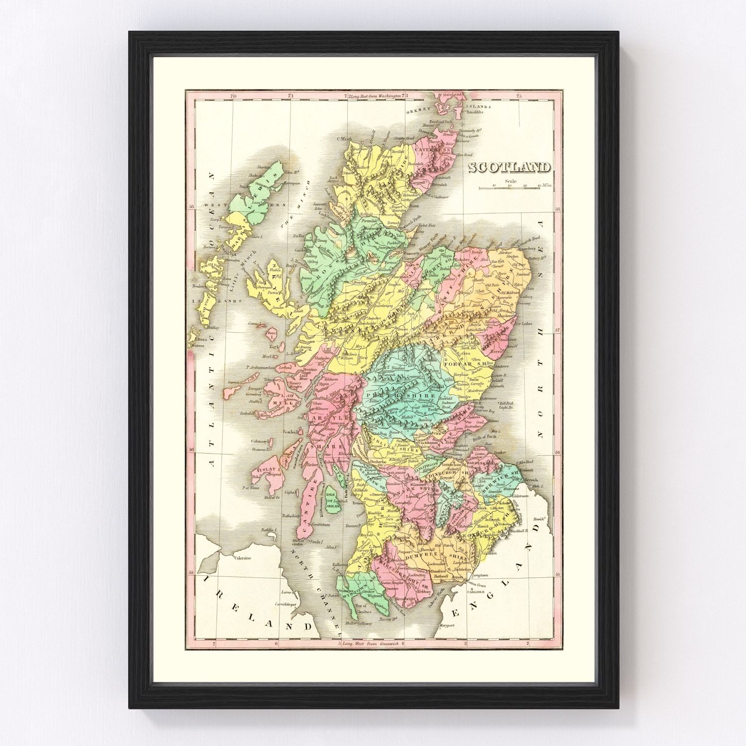 Vintage Map of Scotland 1831