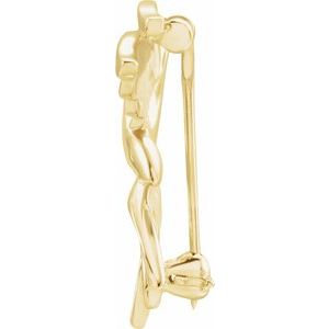 14K Yellow Gold 1.5 mm Round Accented Bird Brooch