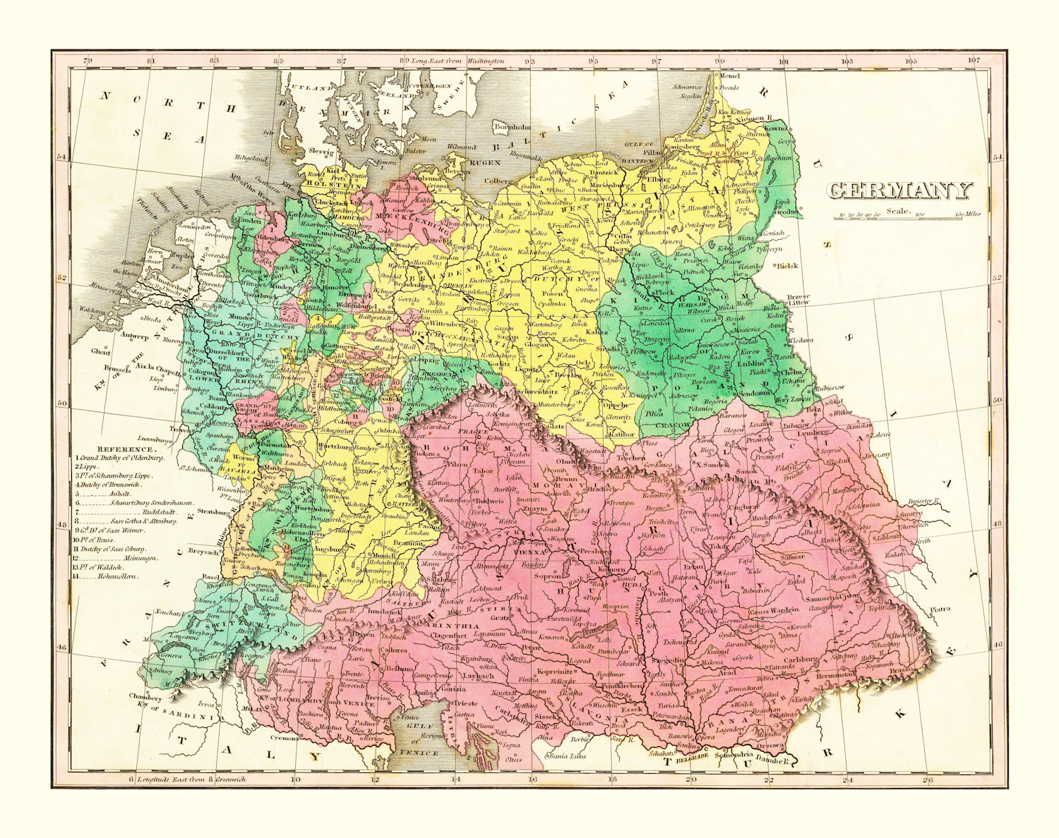 Vintage Map of Germany 1831