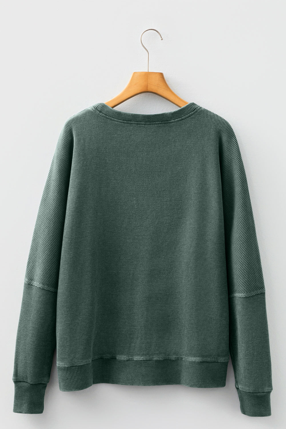 Waffle Knit Patchwork Long Sleeve Top
