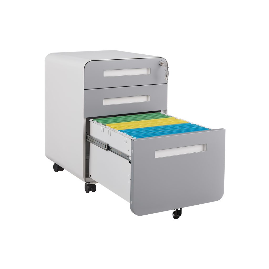 Simple Style Mobile File Cabinet 3 Drawer Storage for Legal/Letter/A4, Black Steel Anti-Tilting Design