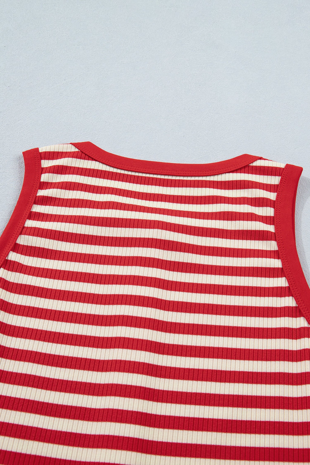 Stripe Ribbed Knit Buttoned Tank Top
