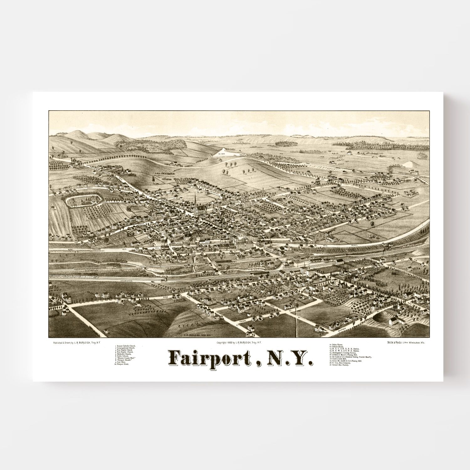 Vintage Map of Fairport, New York 1885
