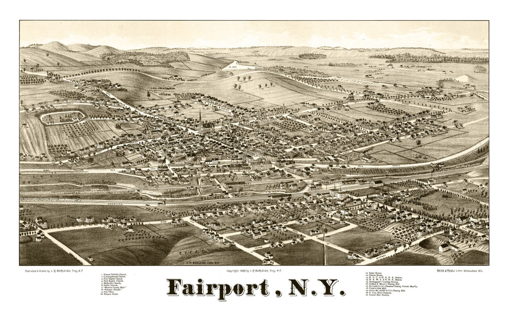 Vintage Map of Fairport, New York 1885