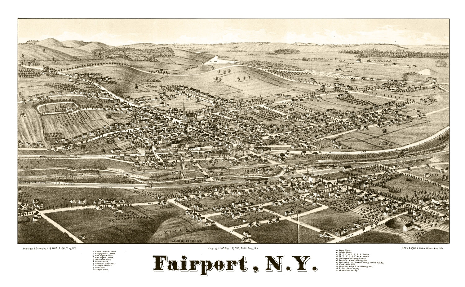 Vintage Map of Fairport, New York 1885