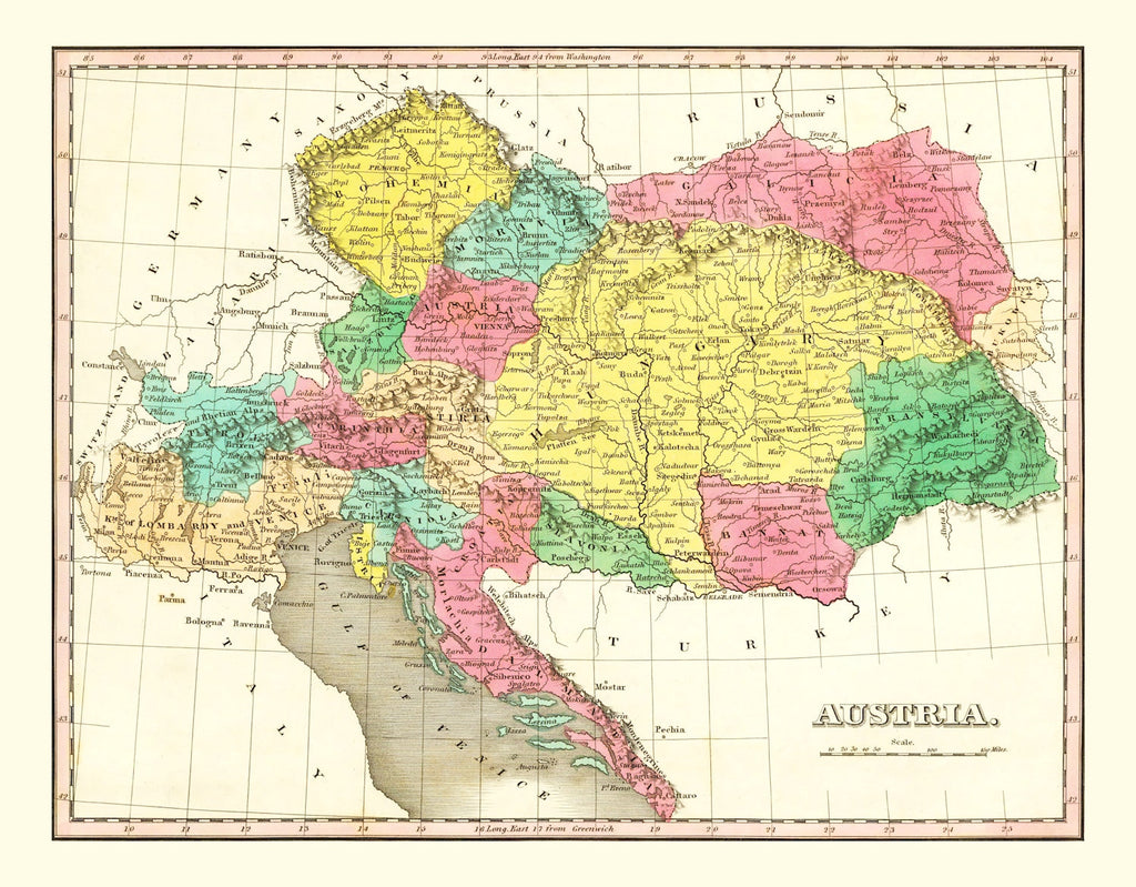 Vintage Map of Austria 1831