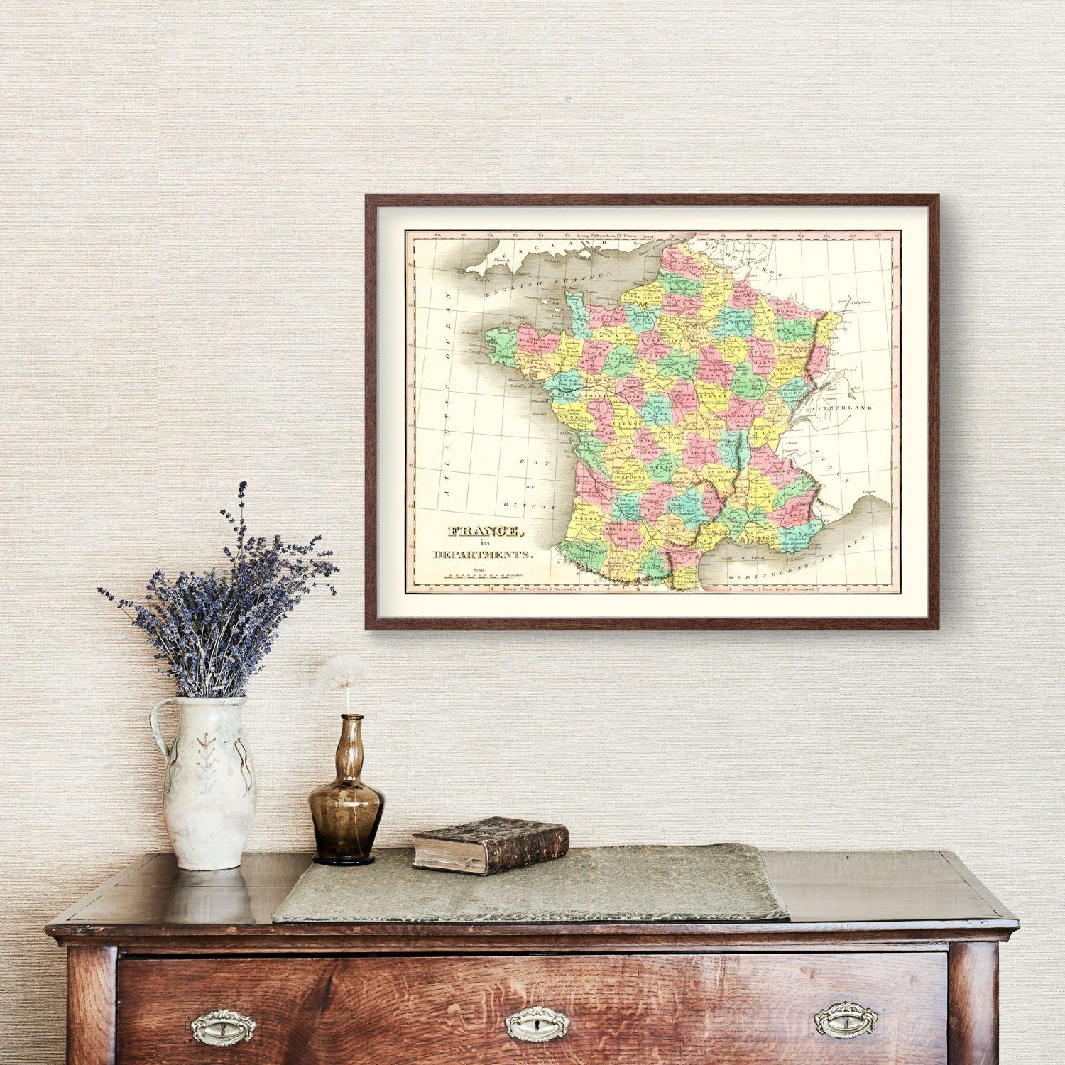 Old Map of France in Departments 1831