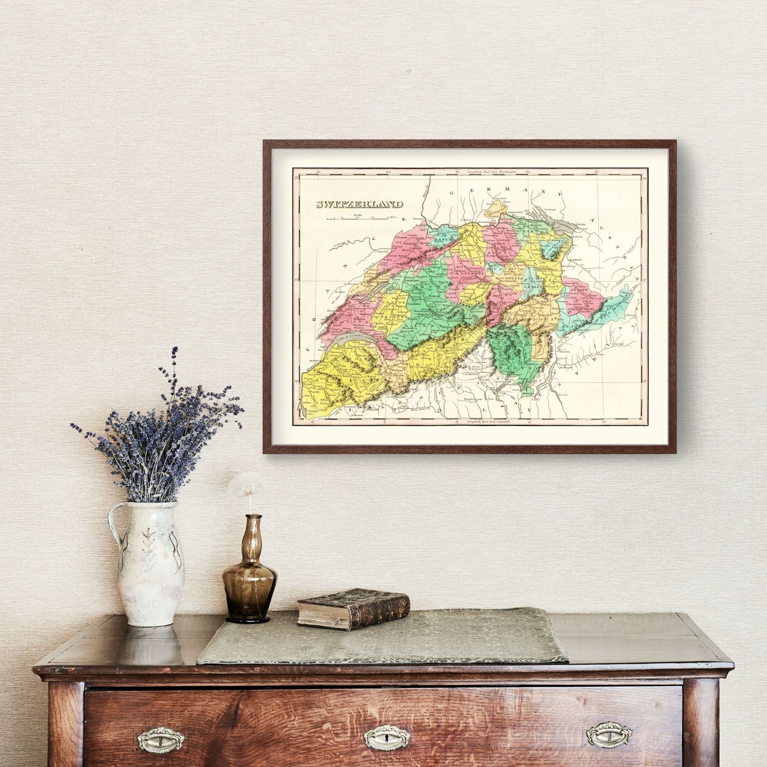 Vintage Map of Switzerland 1831
