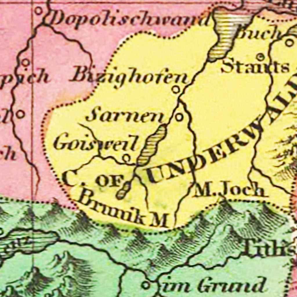 Vintage Map of Switzerland 1831