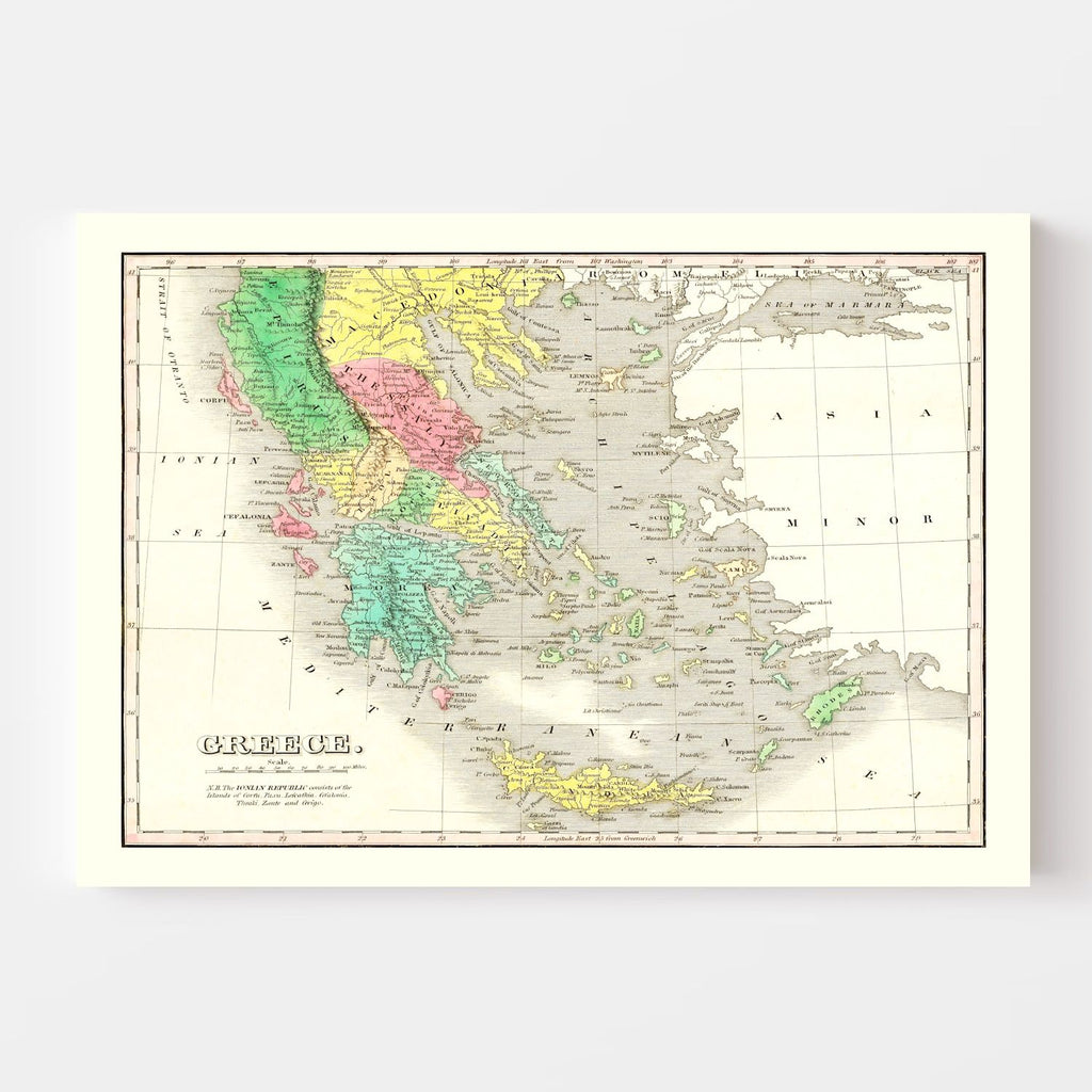 Vintage Map of Greece 1831