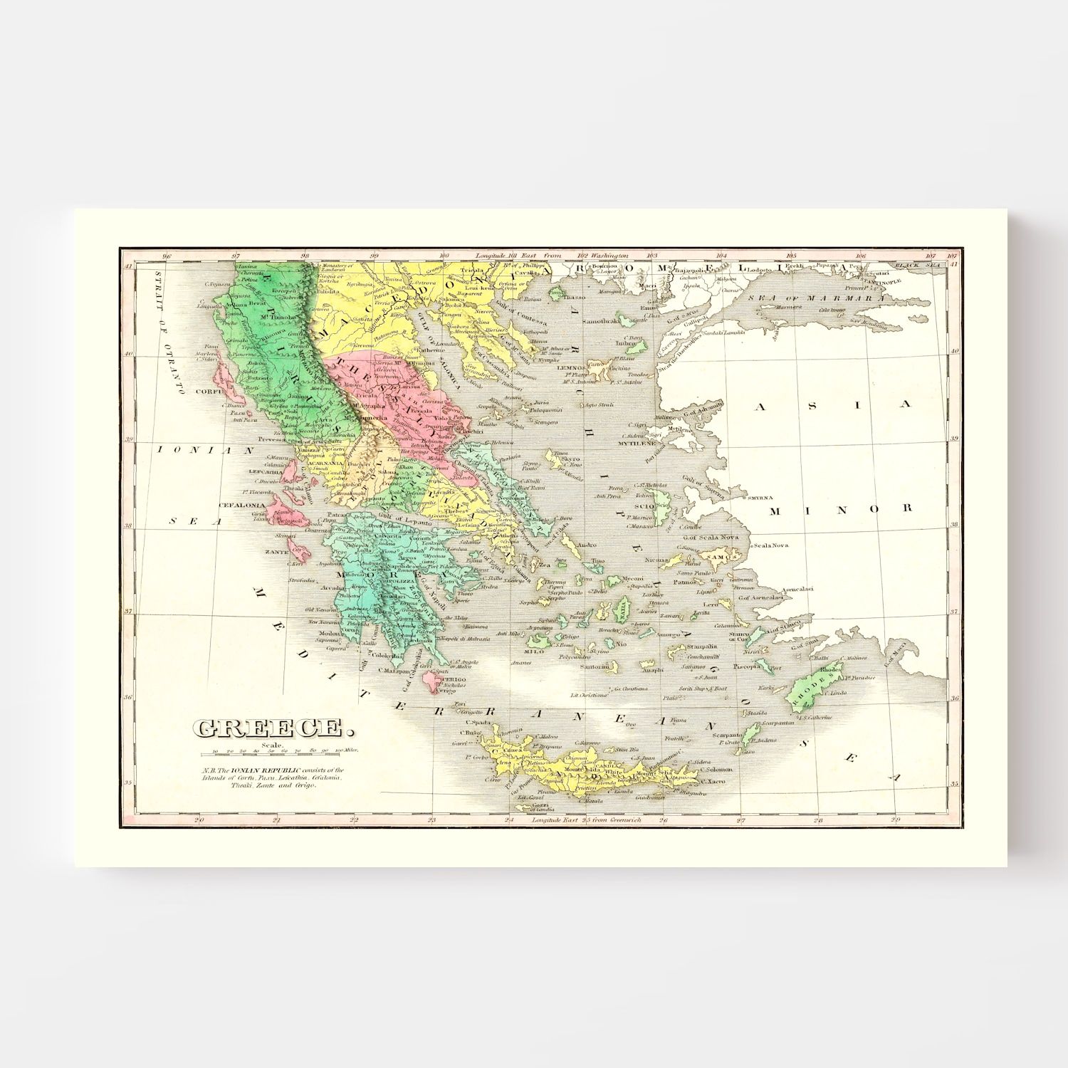Vintage Map of Greece 1831