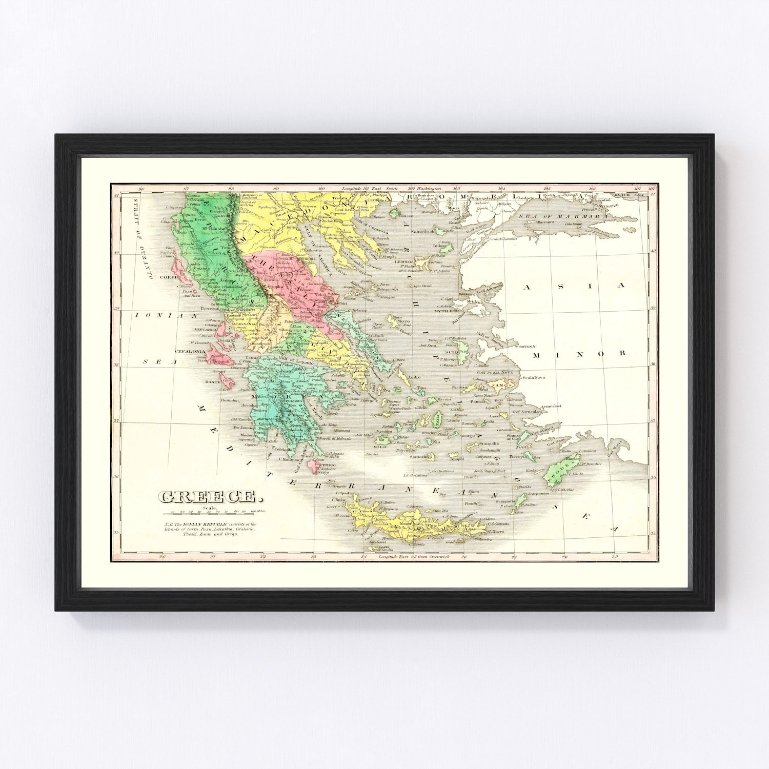 Vintage Map of Greece 1831