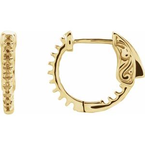 14K Yellow Gold 1.3 mm Round Inside-Outside 15.5 mm Hinged Hoop Earring Mountings