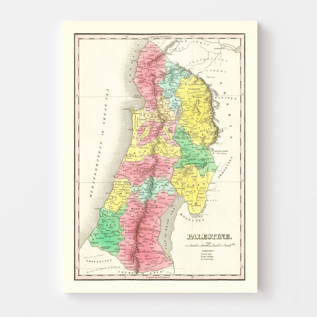 Vintage Map of Palestine 1831