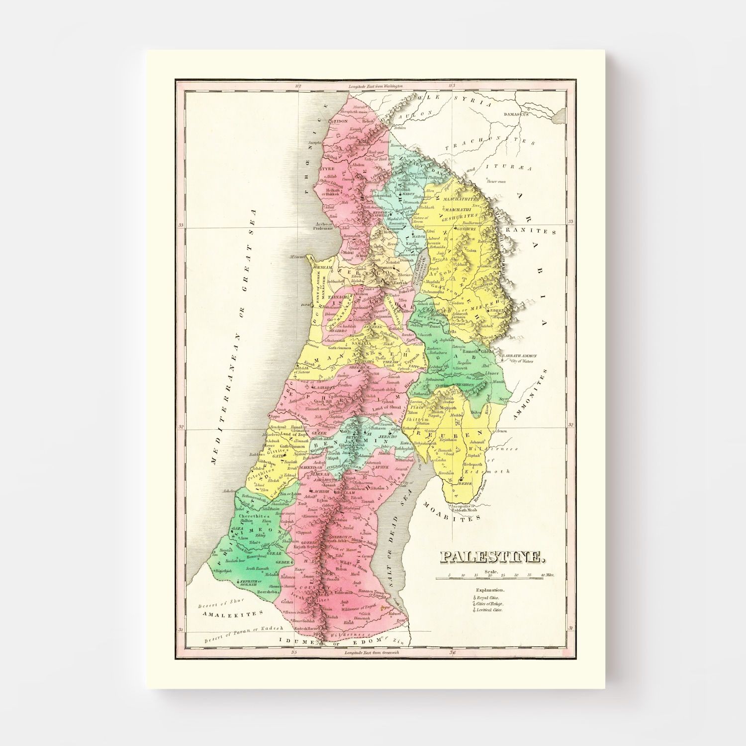 Vintage Map of Palestine 1831