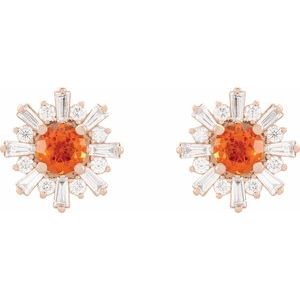 14K Rose Gold Natural Mexican Fire Opal & 3/4 CTW Natural Diamond Earrings – image 2