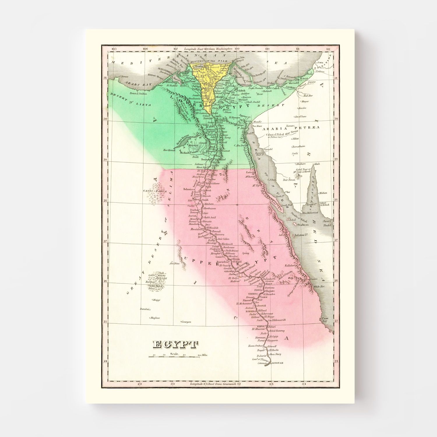 Vintage Map of Egypt 1831